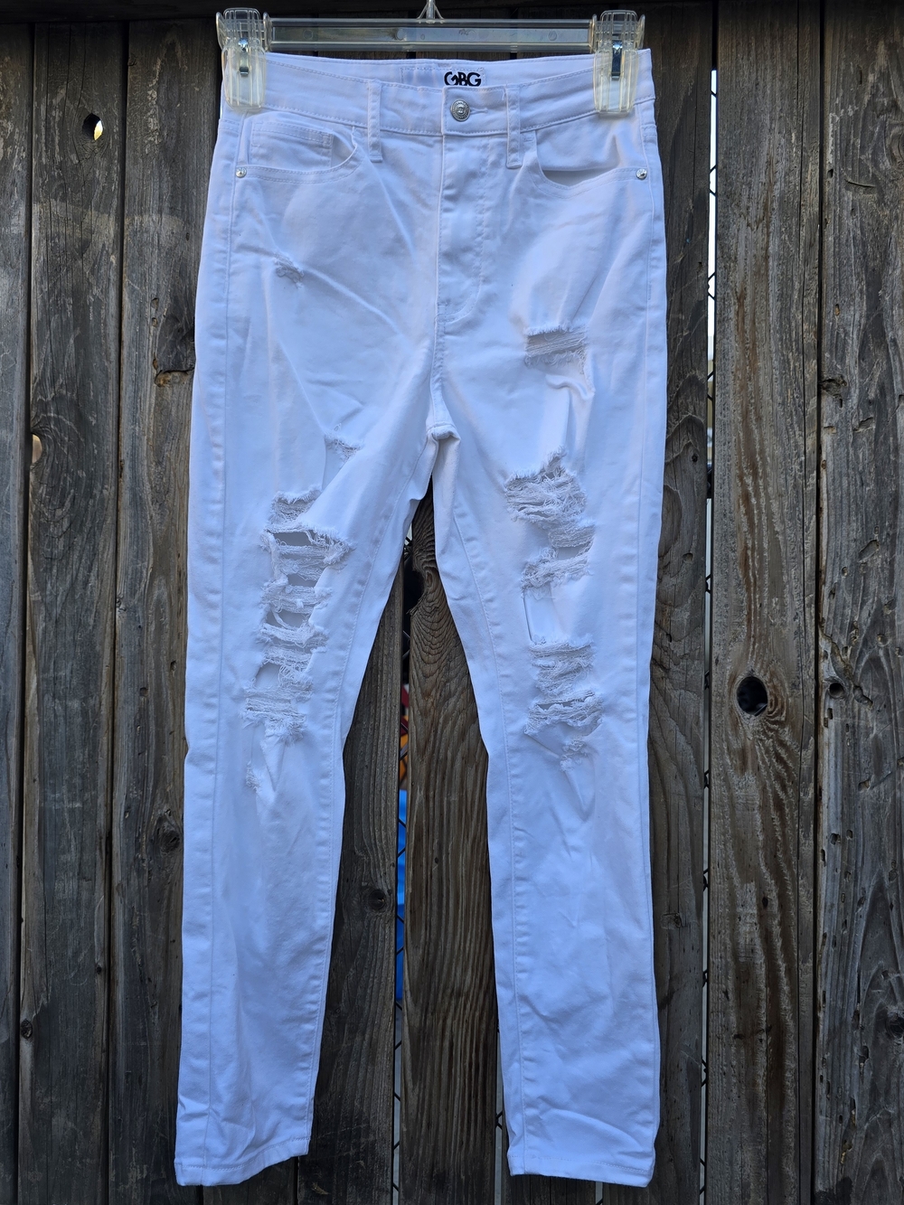 GBG Los Angeles White Distressed High Waist Skinny Jeans Size 27